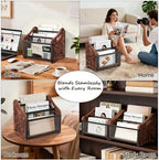 Wood Magazine Holder, 3-Compartment Magazine Rack Floor - Image 3