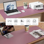 Aothia Faux Leather Desk Mat - Non-Slip PU Leather Desk Blotter, Waterproof Writing Surface, Large Desk Pad for Office & Home (Dark Pink, 55" x 17") - Image 6