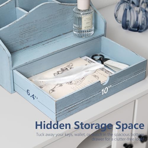 Rebee Vision Mail Organizer for Desk with 4-Slot Letter Home Decor, Blue - Image 5
