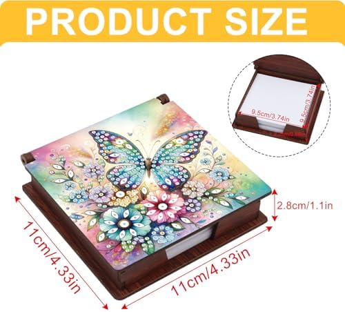 4Pcs Sticky Note Holder Diamond Art Painting Wooden Post It Note Dispenser Memo Paper Storage Box Diamond Art by Numbers Mosaic Kits Office Desk Accessories-02 - Image 2