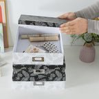 SLPR - Black and White Decorative Storage Boxes with Lids, Set of 3 - Image 2