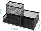 Lemecima 8 Pcs Pen Holder for Desk Mesh Metal Pencil Holders Pen Cup Marker Desk Caddy with Sticky Notes Organizer for Office Supplies Workspace Home, Black - Image 2