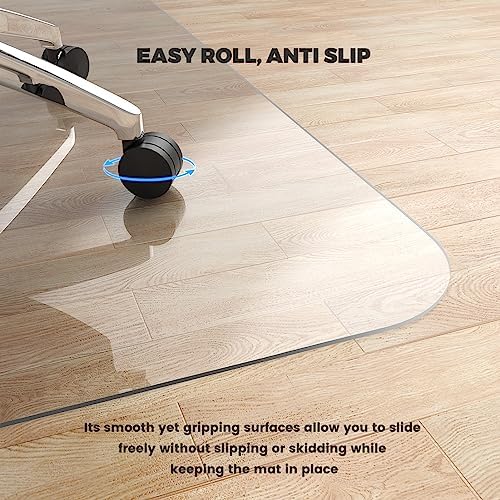 Yecaye Office Chair Mat for Hardwood Floor, 48" x 55" Rolling Chair Mat - Image 6