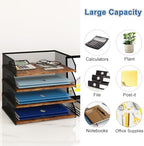 Natwind 4-Tier Stackable Metal Mesh Paper Organizer with Sliding Tray,Retro - Image 4