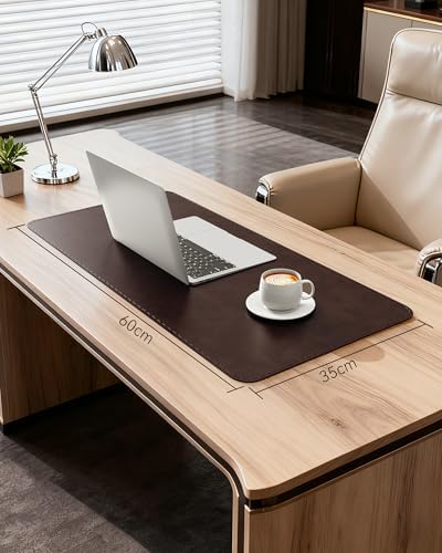 YSAGi Genuine Leather Desk Mat, 23.6"x13.8" Office Desk Pad, Thick Desk Pad Mat with Stitched Line, Non-Slip Desk Mat with Rubber Base (Dark Brown, 23.6"x13.8") - Image 6