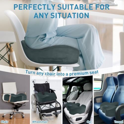 BlissTrends Extra Thick Seat Cushion for Office Chair & Car Seat, DarkGreen - Image 5
