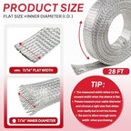Tinned Copper Braid Cable Wire Shielding Sleeve Ground Straps Protection Flat Metal Mesh Flexible Expandable (11/16 in Wide(0.44 in Dia)-28ft) - Image 2
