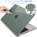 MEEgoodo for M5/M4/M3/M2 MacBook Air 15 inch Case 2026 2025 2024 2023, Case Fit Model (A3448/A3241/A3114/A2941) for MacBook Air 15.3 inch, White Polka Dots & Midnight Green - Image 4