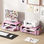 OPNICE Desk Organizers and Accessories, Computer Monitor Stand Riser with Drawer and 2 Pen Holders, Printer & Laptop Stand, Office Desk Accessories & Workspace Organizers for Home Office Supplies, Metal Pink - Image 6