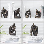 Lukitas Unique Decorative Girl Thinker Bookends, Book Holder, Resin 6.5'' - Image 3
