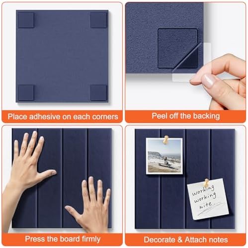 Cork Boards for Walls 48" x 36" Felt Board Alternative, 12 Pack Felt Wall Tiles Bulletin Board, Large Cork Board for Office Pin Board Tack Board Cork Boards - Image 5