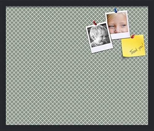PinPix 24x20 inch Cork Bulletin Board. This Decorative Framed Pin Board Comes with Diamond Pattern in Nile Green Design and Satin Black. Ideal for Home, Office Decor or School (PinPix-380) by PinPixBulletinBoards