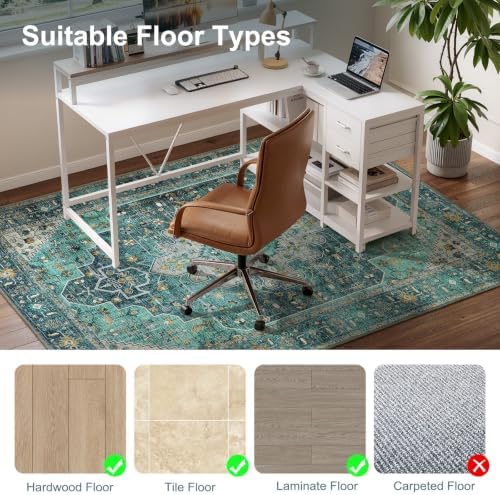 Anidaroel 46"x72" Chair Mat for Hardwood Floor/Tile Floor, Desk Chair Mat for Hard Floors, Under Desk Rug Protector for Rolling Chair, Computer Gaming Chair Mat, Low Pile Carpet Floor Mat - Image 2