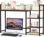 Snughome Desk Shelf, 44.9" Large Desktop Organizer Shelf, Desk Hutch for Computer Monitor, 4 Tier Desk Top Display Rack, Wood Desktop Bookshelf Storage Rack for Home Office Dorm by Snughome