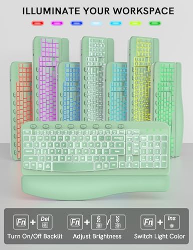 SABLUTE Wireless Keyboard and Mouse Combo, Ergonomic Wave with Wrist Rest - Image 3