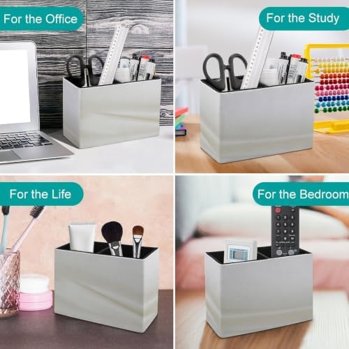 PU Leather Multi-Compartment Pen Holder Desktop Organizer Pencil Cup Storage Caddy for Office Home Supplies Closeup of Rippled Silk Fabric Copy Space - Image 4