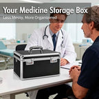 Black Medication Combination Lock Boxes with Code for Personal Items, Medicine Lockbox for Documents 14.76 x 7.6 x 9.1 Inches Colorful Large - Image 4