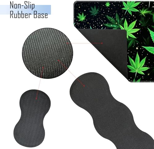 TGFEWYTJYJ Extended Gaming Mouse Pad,Memory Foam Ergonomic Keyboard Mouse Wrist Rest Support Set,Large Desk Mat with Stitched Edges,Non-Slip Base Mousepad Home Office,Marijuana Leaves - Image 3
