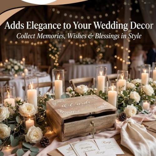 Wooden wedding Card Box with Lock - Elegant Graduation Decorations & Greeting Card Organizer, Secure Keepsake Storage for Cards, Invitations & More, Stylish & Functional Design - Image 4