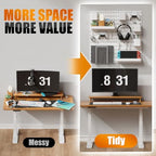 Pegboard Wall Organizer Set, 4 Pack 11"x11" No-Drill Peg Board Pannels with Hooks & Bins, Modular Wall Organization for Home, Office, Craft Room, Gaming Setup and Kitchen, White - Image 3