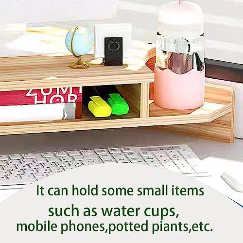 Triangle Monitor Stand Riser,Cut Triangle Save Space Desktop Corner,Desktop corner shelf with drawers wooden computer stand with storage laptop risers office organization. (No drawer) - Image 3