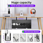 Under Desk Cable Management Tray - Under Desk Cord Management - Clamp/Screw Mount - Fabric Wire Management - Cable Raceways Tray Cord Hiders for Office/Home (Black, 28.6×5.6") - Image 2