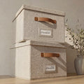 Decorative File Organizer Box Set of 2 - Collapsible Linen Filing Cabinets by ZICOTO