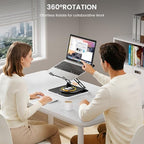 RGB Laptop Stand for Desk, 360 Rotating Base Ergonomic Laptop Riser, Height & Angle Adjustable Aluminum Notebook Holder, Foldable Computer Stand Fits 10-16” MacBook Pro/Air, Dell, HP - Image 2