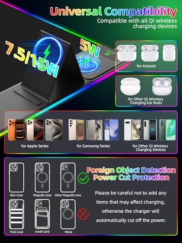Mouse Pad with Foldable Phone Holder & Wireless Charger, XXL RGB Gaming Mousepad 31.5"x15.8" Large Desk Mat for Keyboard, Black Desk Pad with Dual Qi Charging Station | 11 Colors 5 Modes | Waterproof - Image 3