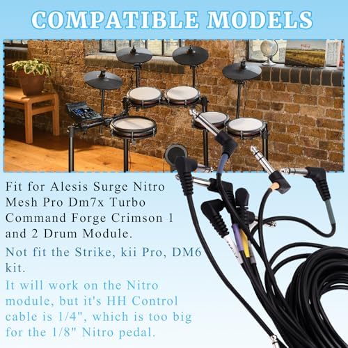 Cable Harness Snake Loom Replacement Compatible with Alesis Nitro Mesh Electronic Drum Set Module Surge Command Forge Turbo Crimson DM7X RCA Connector Type Hi-Hat Fit for 1/4" to 3.5mm Adapter - Image 4
