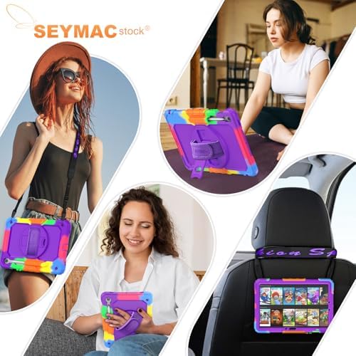 SEYMAC stock Case for Samsung Galaxy Tab S10 Lite / S10 FE / S9 FE 5G / S9 Tablet Case 10.9''/ 11'' Protective with Screen Protector, Pen Holder, 360 Rotate Stand, Hand Strap, Shoulder Strap, Purple - Image 5