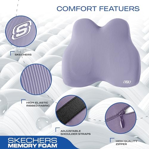Skechers Women’s Lumbar Pillow,Memory Foam Lumbar Support Pillow for Office,Chair Lower Back Pain Relief Lumbar Pillow,Ergonomic Design Back Support Pillow for Office Chair,Car,Home,Travel,Purple - Image 3