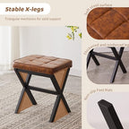 Foot Stool Small Ottoman Foot Rest Padded Foot Stool Desk for Under Office Desk Vanity Stool Bamboo Footstool Sofa Footrest Shoe Stool Small Foot Stools (Black Legs + Patterned Brown) - Image 5