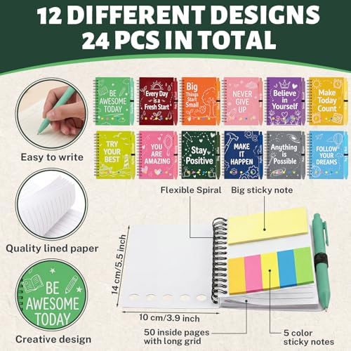 Sprial Notebooks with Pens Bulk, 48 Pack, 5.5 x 4.7 Inch, Colorful - Image 3