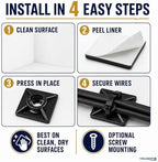 Kable Kontrol Zip Tie Mounts, 3/4” Black, 13000 Pcs Adhesive Backed - Image 5