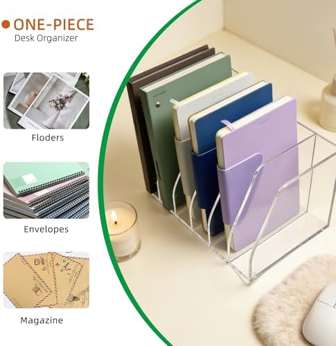Clear Acrylic Magazine File Holder, 6 Compartment Desk Organizer - Image 4