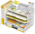 YINGHUA 5-Tier Mesh Desk Organizer and File Holder, Letter Tray - White by YINGHUA