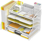 YINGHUA 5-Tier Mesh Desk Organizer and File Holder, Letter Tray - White by YINGHUA
