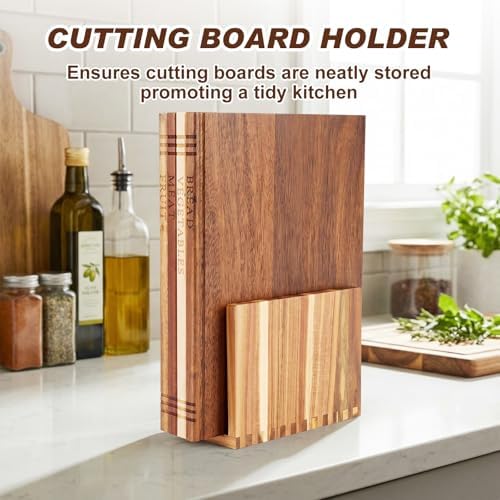 4 Pcs Book Cutting Boards Set with Wooden Bookend Holder Acacia & Wenge & Rubberwood & Walnut Wood Book Shaped Solid Wood Cutting Board for Kitchen Fruits Vegetables Meat Fish Cheese Bread - Image 4