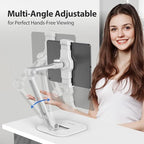 AboveTEK Multi-Angle Adjustable Tablet Stand, 360 Swivel iPad Stand Aluminum Desk Mount Fits 4'-11" Tablets White - Image 4