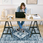 Anidaroel Office Chair Mat for Hardwood & Tile Floor, 4x6 Floor Mat for Office Chair, Under Desk Rug for Rolling Chair on Hardwood, Low Pile Carpet Floor Protector Rug, Easy to Clean, Blue - Image 2