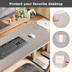 Wireless Charging Mouse Pad Firelison 2 in 1 Leather Multifunctional Office Desk Pad with Non-Slip Rubber Base, Waterproof Desk pad for Computers/Office/Work/Home/Decor（ 32" x 16"Grey - R） - Image 3