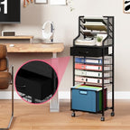 SWTYMIKI 10-Tier Rolling File Cart - Mesh Paper Organizer with Drawer and Hanging File Folders on Lockable Wheels, Rolling File Cabinet for Office Organization, Storage in Home, Studio, School, Black - Image 4