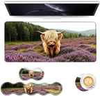 Keyboard Mouse Pad Set, Extended Gaming Mouse Pad+Ergonomics Keyboard Wrist Rest Support, Memory Foam, Easy Typing Pain Relief, 4Pcs XL Ultra Thick Desk Mat,Highland Cow by Vobber