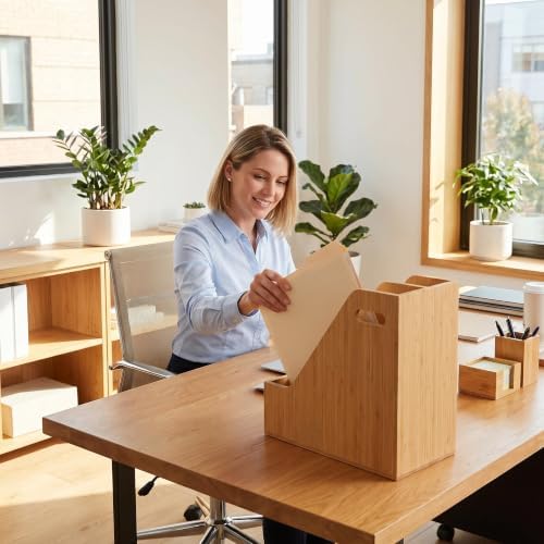 Bamboo File Folder Holder Book Holder Document Rack - Image 2