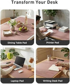 Aothia Faux Leather Desk Mat - Large Mouse Pad, Non-Slip PU Leather Blotter, Waterproof Writing Surface for Office and Home (Dark Pink, 63" x 17") - Image 6