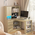 51.6" L Shaped Computer Desk with Drawers and Storage, Light Oak by Varelynn