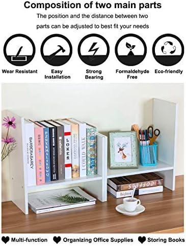 PAG-Mass Desktop Bookshelf Freestanding Wooden Countertop Bookcase Accessories Organizer Display Rack Dorm Desk Storage Shelf - Image 5