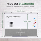 SWANCROWN Magnetic White Board and Bulletin Cork Board Combo 24 x 18 Inches - Image 2