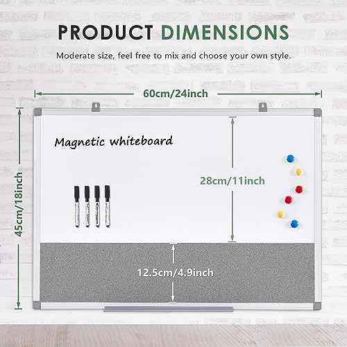 SWANCROWN Magnetic White Board and Bulletin Cork Board Combo 24 x 18 Inches - Image 2